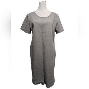 ICHI Sz L Light Grey Jersey Short Sleeve T-shirt Dress Button Detail Denmark
